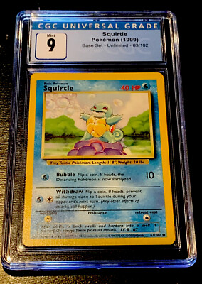 1999 POKEMON BASE SET SQUIRTLE #63 GRADED CGC 9 MINT-FRESHLY GRADED! | eBay 1999 POKEMON BASE SET SQUIRTLE #63 GRADED CGC 9 MINT-FRESHLY GRADED! | eBay