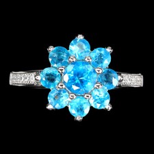 925 Sterling Silver Ring Round 3 To 5mm Apatite Natural Gemstone Jewelry Size 8