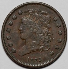1835 Classic Head Half Cent - US 1/2c Copper Coin