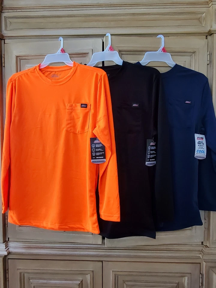 Camisas de bolsillo S para hombre Dickies LS Performance azul marino negro naranja  Foto 2 de 4