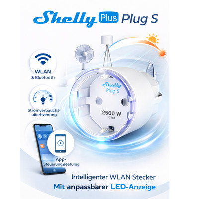Shelly Plus Plug S Steckdose Stecker WLAN intelligent mit Wi-Fi Smart Home Plug