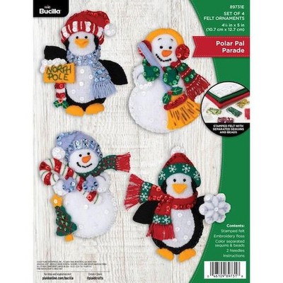 Bucilla Filz Ornamente Applikation 4er Set - Polar Pal Parade 89731E