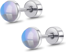 Flat Back Earrings for Women, Hypoallergenic G23 Implant Grade  Titanium Screw