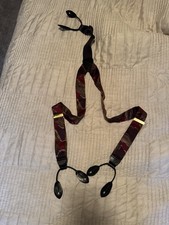 Mens 100 Silk Made In USA Suspenders Gold Tone Hardware