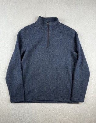 artefact Mens Large Knit 1/4 Zip Navy Mock Neck Pullover Sweater Cottagecore