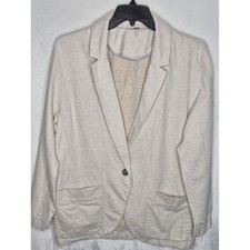Free People Cream Linen Blend One Button Blazer Jacket S