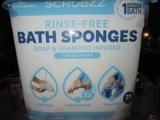 Scrubzz Disposable No Rinse Bath Wipes for Adults Bathing, Just Add Water, 25 ct