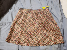Tillys White Fawn Girls Plaid Skater Skirt Size Large Made in USA NEW!