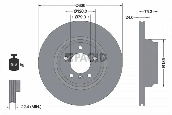 2x PAGID Disque De Frein Intérieur Ventilé Ø330mm Pour BMW 3 Series Touring E91 - Photo 1/1