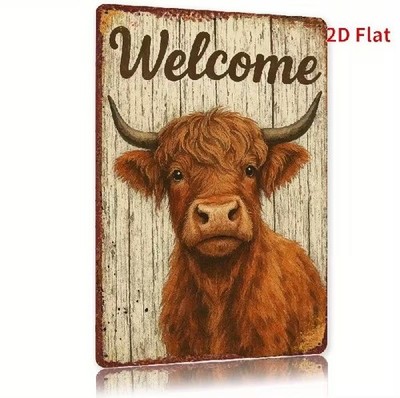 Blechschild Welcome Highland Kuh Cow Vintage Metallschild TEL4062