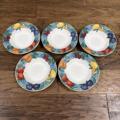 Set of 5 Victoria & Beale Forbidden Fruit Rimmed Bowls 8 5/8'' Casual FREE SHIP