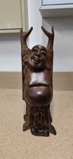 Vintage Wooden Buddha Statue, In Standing Position. Hand Carved 12" Tall