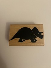 JRL Design Dinosaur Triceratops Wood Mounted Rubber Stamp New RS65