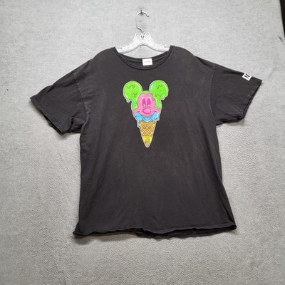 Neff x Disney Men Shirt XL Black Graphic Print Ice Cream Mouse Tee Logo Short