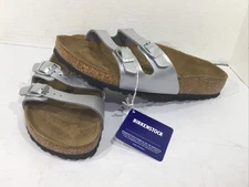 Birkenstock Women’s Sz 7 EU 38 Narrow Ibiza Silver Double Strap Sandals Y23-481