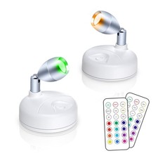Small Spotlight Battery Operated Accent Light with Remote, RGB LED Wireless Litt