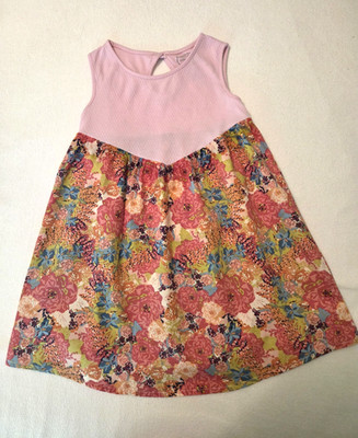 EMERALD AUGUST Girls Pink & Floral Cotton Dress Made in USA Size 5 