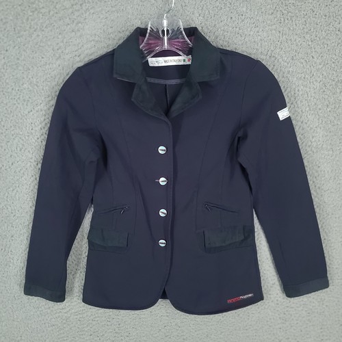 Animo tech show jacket Equestrian hunt coat Girls 12 Suede Trim Purple Italy