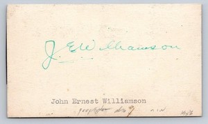 1936 JE Williamson Inventor Signed Card - Underwater Photography Submarine
