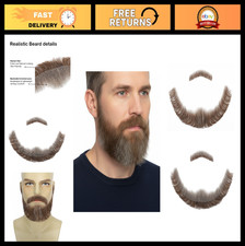 Realistic Fake Full Beard with Sideburns, Thick Mustache for Cosplay  Halloween
