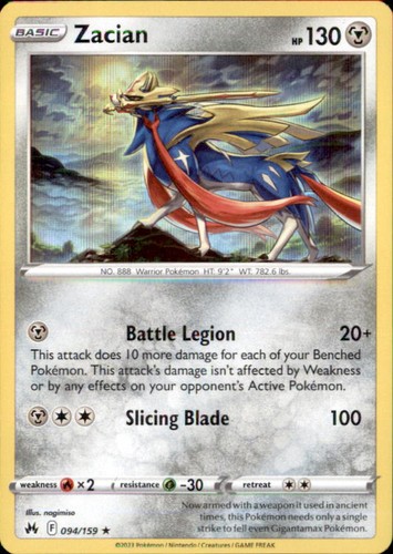 Pokemon Zacian 94/159 Crown Zenith Holo 2 Card Lot