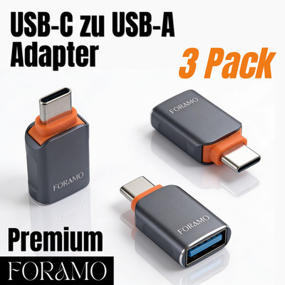 3er Pack FORAMO USB C Adapter SCHNELL OTG für USB Ladekabel Ladegerät USB A 6A