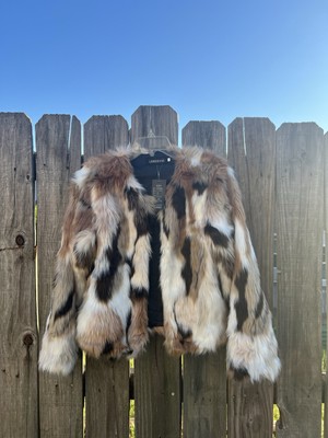 Lanshifei Women's Faux Fur Multi Colored Fur Jacket Sz: M