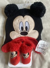 Mickey Mouse Disney Baby Hat  Sock 2 Pc Set - Size 0 - 12 Months NEW