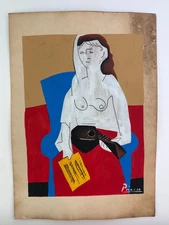 Pablo Picasso COA Art Painting Original Drawing Vintage Paper Signed