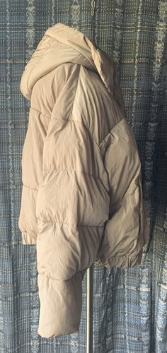 Abercrombie & Fitch Size XXL Beige Ultra Mini Puffer Jacket Removable Hood EUC - Picture 6 of 13