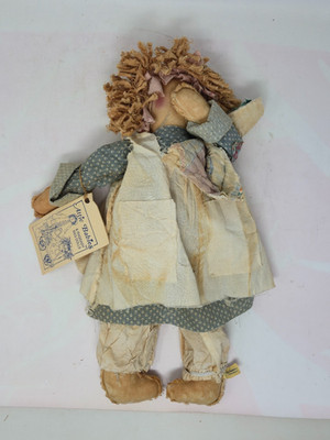 Vintage Attic Babies Raggedy Rag Doll 19  Cloth Doll Primitive Farmhouse w/ Tag