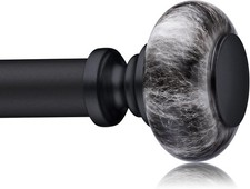 Black Curtain Rods for Windows 66 to 120 Inches,Adjustable 1 Inch Heavy Duty Dra