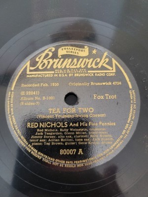Red Nichols & Five Pennies Tea For Two 78 RPM 1930 Brunswick All-Star Jazz Fox