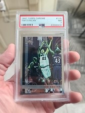 1997-98 Topps Chrome Tim Duncan Rookie Card #115 San Antonio Spurs RC HOF PSA 7 . rookie card picture