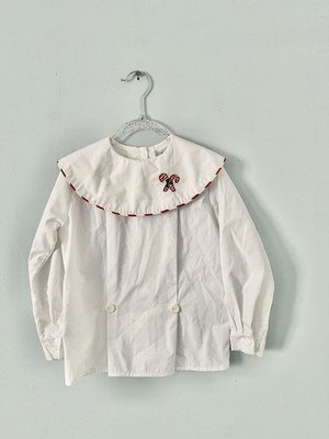 Bailey Boys White Candy Cane Shirt Peter Pan Collar Holiday Christmas 4T Holiday