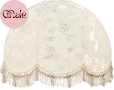 34523 Handsewn Scallop Dome Spider Lamp Shade in Ivory with Jacquard Textured Fa