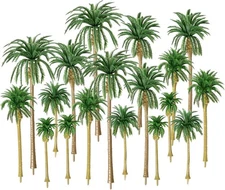 Palm Tree Model Trees, Miniature Palm Trees Mixed 5 Size Fake Plastic Trees with
