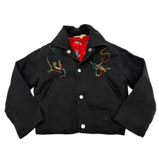 Vintage 70's Esskay Jacket Toddler Boys Western Cowboy Embroidered Flannel Lined