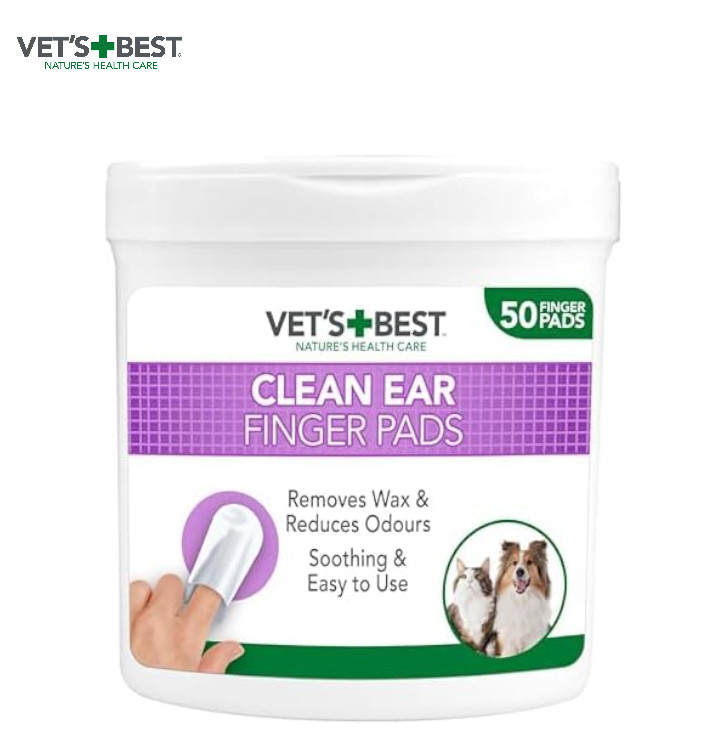 VETS BEST EAR RELIEF FINGER WIPES PET DOG CAT SOOTHING EAR CLEANSER 50PCS