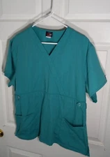 MEDIFit Workwear Authentic Scrubs Womens Top Green Size XL Elastic Waist Pockets