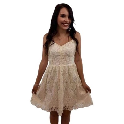 Talula Cream Floral Lace A-Line Sweetheart Fit & Flare Mini Dress S |  Balletcore | eBay