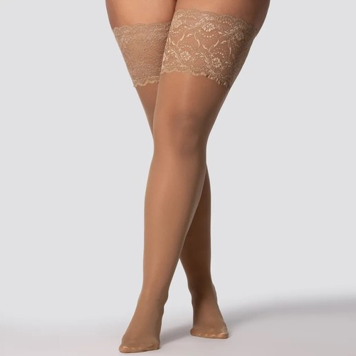 MONA Divine stockings large big plus size hold-ups silicone lace crown 30 Den - Picture 19 of 22