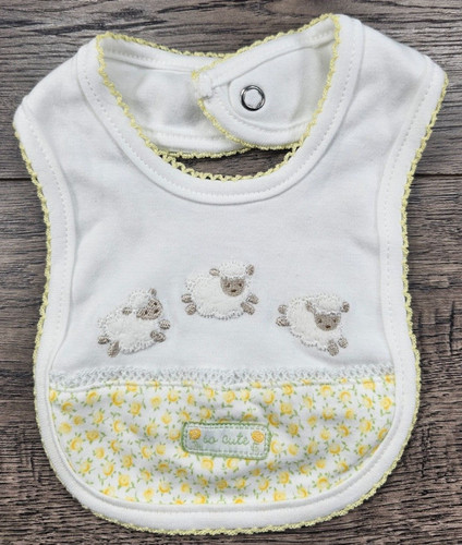 Baby Girl Vintage Carter's Yellow Lamb Baby Bib