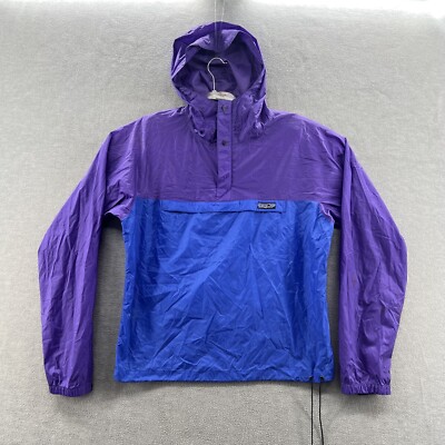 patagonia mens size s hooded waterproof anorak rain jacket vtg