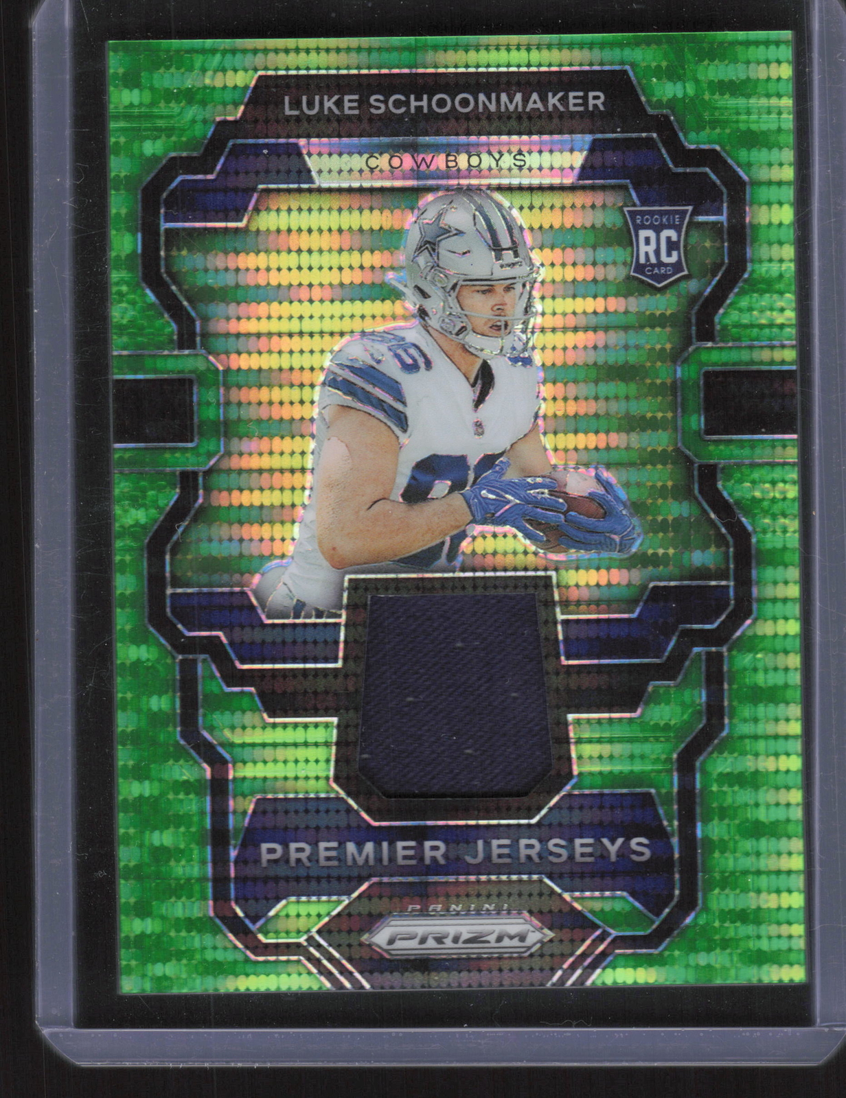 2023 Panini Prizm #PJ-LS Luke Schoonmaker Premier Jerseys Neon Green Pulsar