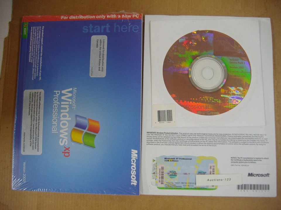 MICROSOFT WINDOWS XP PROFESSIONAL mit SP3 FULL OPERATING SYSTEM MS WIN PRO =NEU=