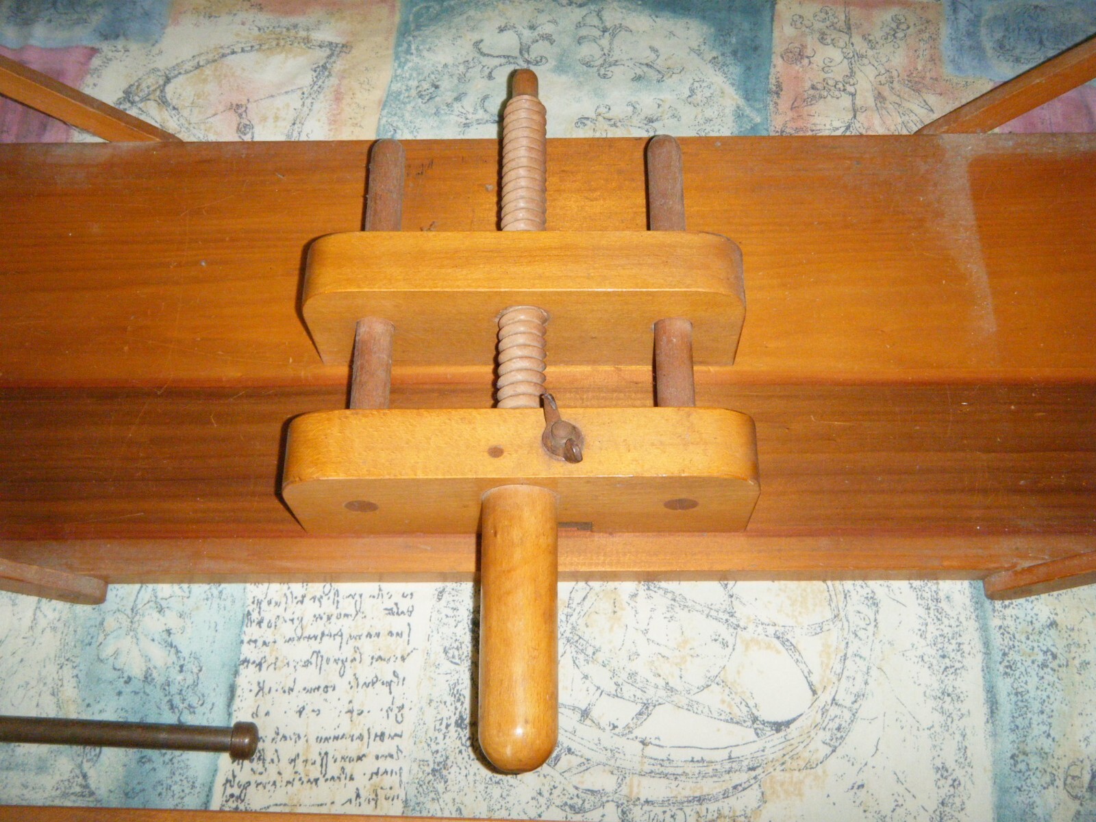 Vintage large bookbinding laying finishing press with bench tub and