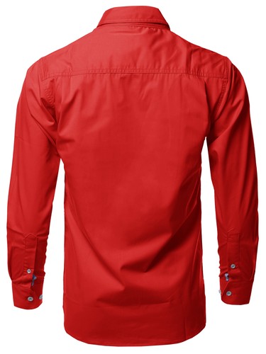 FashionOutfit Men's Cotton Based Casual Formal Long Sleeves Button Down Shirt - Picture 34 of 44