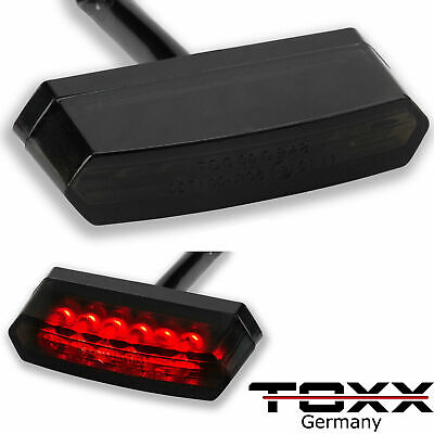 ToXx Motorrad Mini Micro LED Rücklicht Bremslicht Rückleuchte schwarz getönt 12V