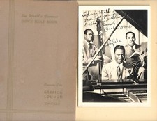 Nat King Cole Trio Autographs Collectables from the Down Beat Room in Chicago